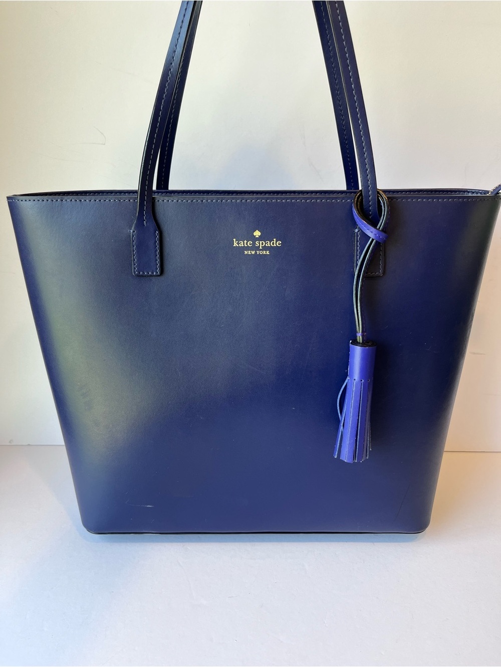 Kate Spade Wright Place Karla Sapphire Blue Tote Shoulder Bag Tassel